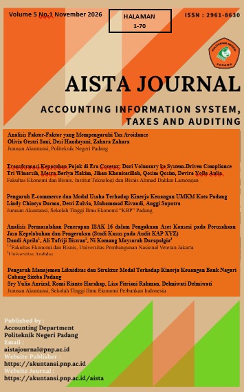 					View Vol. 5 No. 1 (2026): AISTA Journal
				
