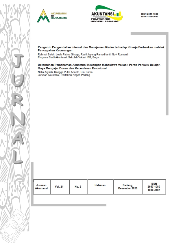 					View Vol. 21 No. 2 (2026): Jurnal Akuntansi dan Manajemen
				
