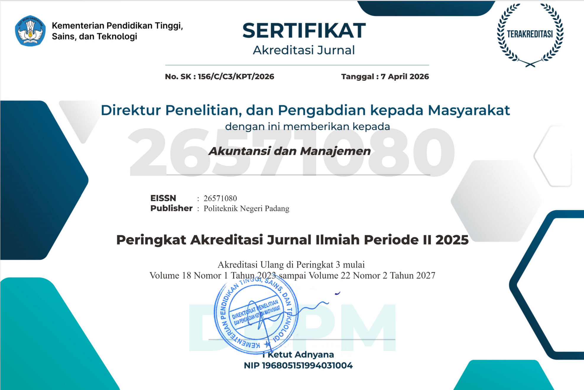 Akreditasi JAM Sinta 3
